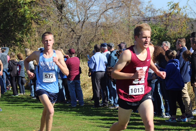 Brendan OToole keeps up his pace in the District One Boys Cross Country race.