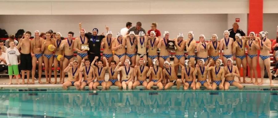 Boys Water Polo Team celebrate their state title