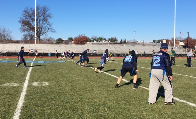 North+Penn+and+Lansdale+Catholic+take+the+field+for+the+third+annual+Thanksgiving+day+alumni+game.