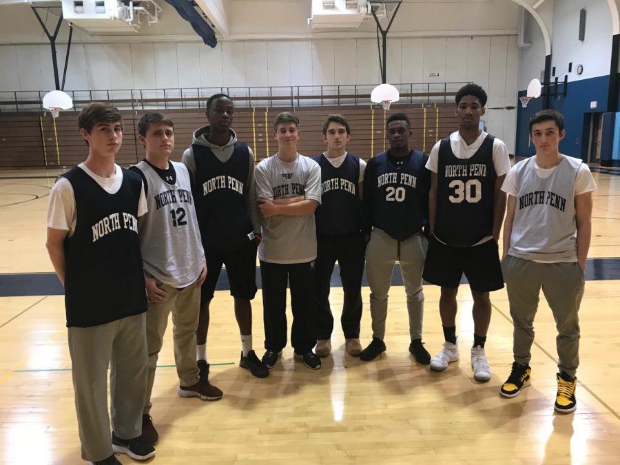 WINTER SPORTS PREVIEW - The North Penn Boys Basketball team gathers for a picture while at practice on December 1st, 2017. With key loses from last year, the team is looking for new players to step up.