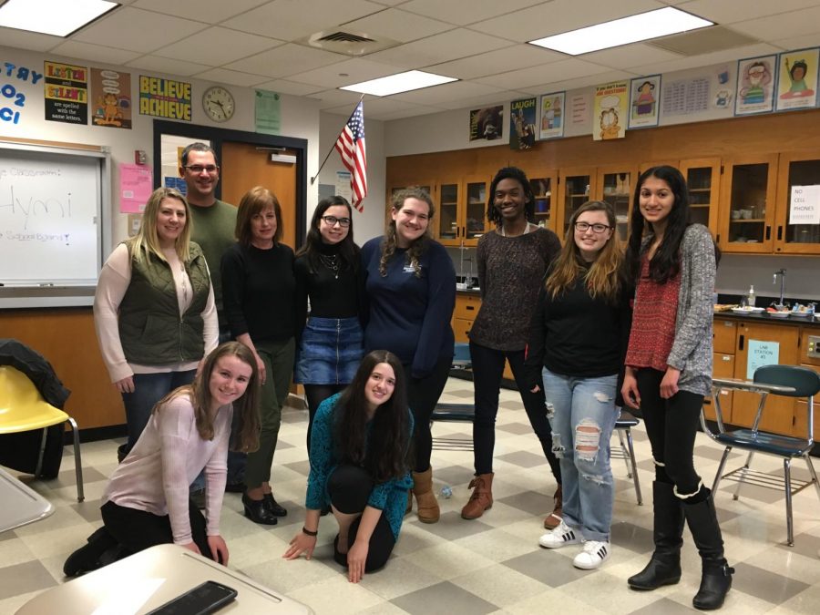 North Penn Democrats Club poses for a picture with Board members Jenna Ott, Tina Stoll, and Jonathan Kassa.