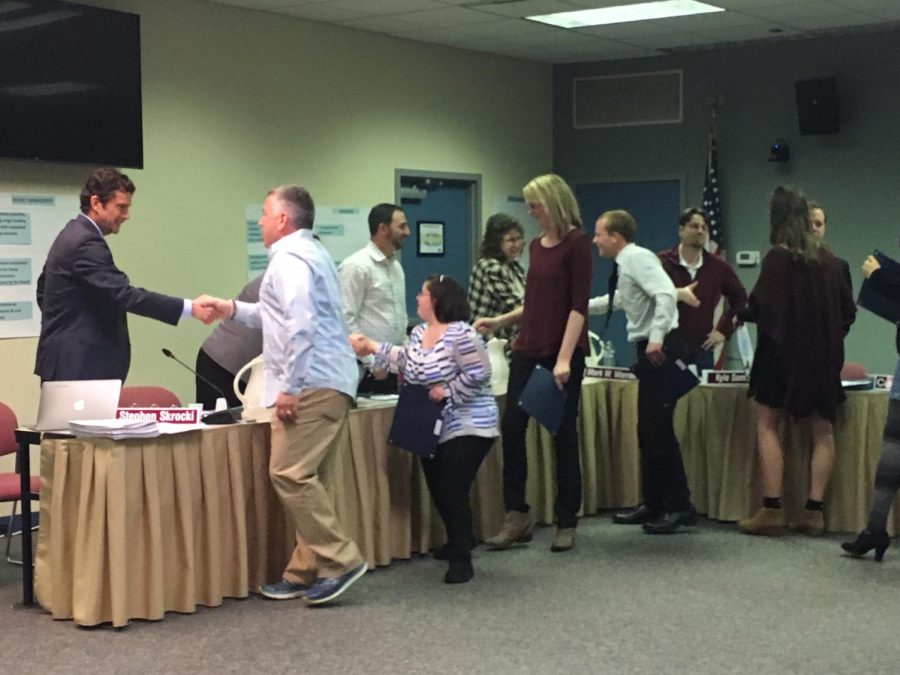 Members+of+the+NPHS+Unified+Bocce+team+are+recognized+for+their+state+championship