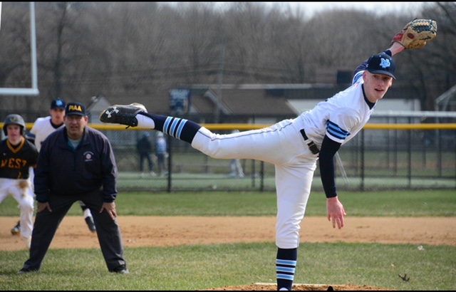 Danny Kirin pitching at game against CB west