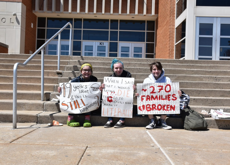 Three North Penn students walked out to honor the 19th anniversary of the Columbine shooting on April 20th, 2018.