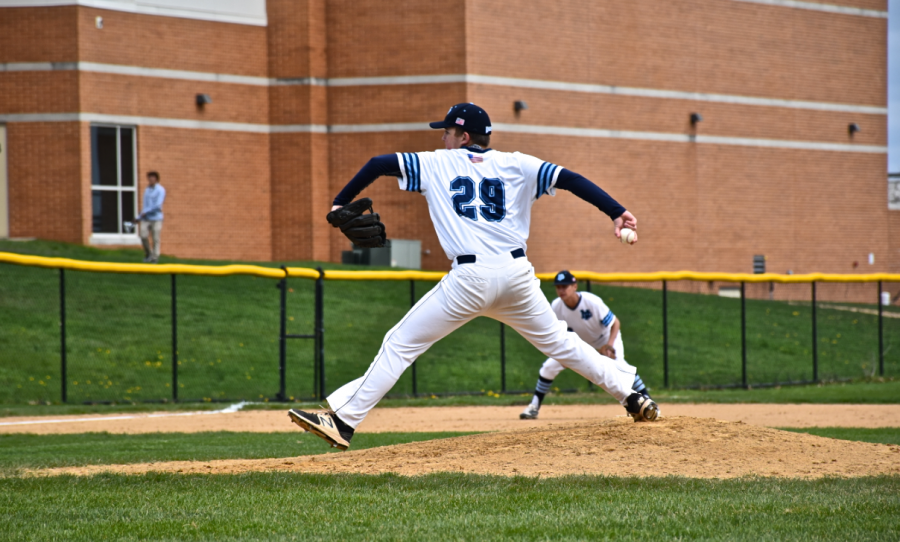 BASEBALL- Sophomore Kolby Barrow started for the Knights as they faced Central Bucks East on Tuesday, April 24th.