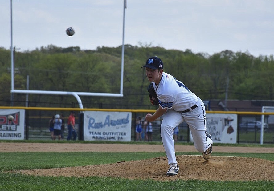 BASEBALL- Junior Joe Valenti pitched a complete game in the Knights 13-3 victory over Souderton on Tuesday, May 7th 2018.