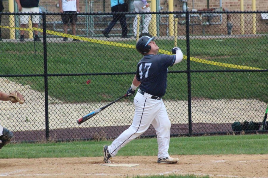 BASEBALL- Senior Hunter Hamlin collects two hits in the second half of the Knights vs Pennridge game.