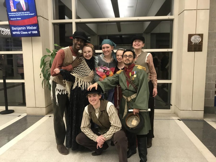 Members of the cast pose for a group photo after the show, 
Top row left to right: Jaemon Crosby, Maura Slater, Emma Stearsman, Sammi Stec, Jillian Durkin
Bottom row left to right: Paul Klemmer, Parth Arora 