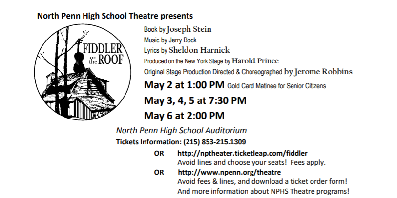 Dont miss out on this years spring musical, Fiddler on the Roof!