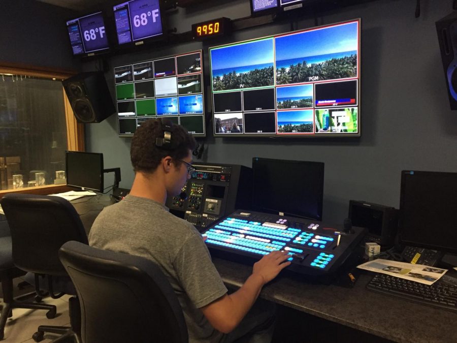 The man behind the Morning Show! Technical Director Paul Callender captured in his natural habitat.