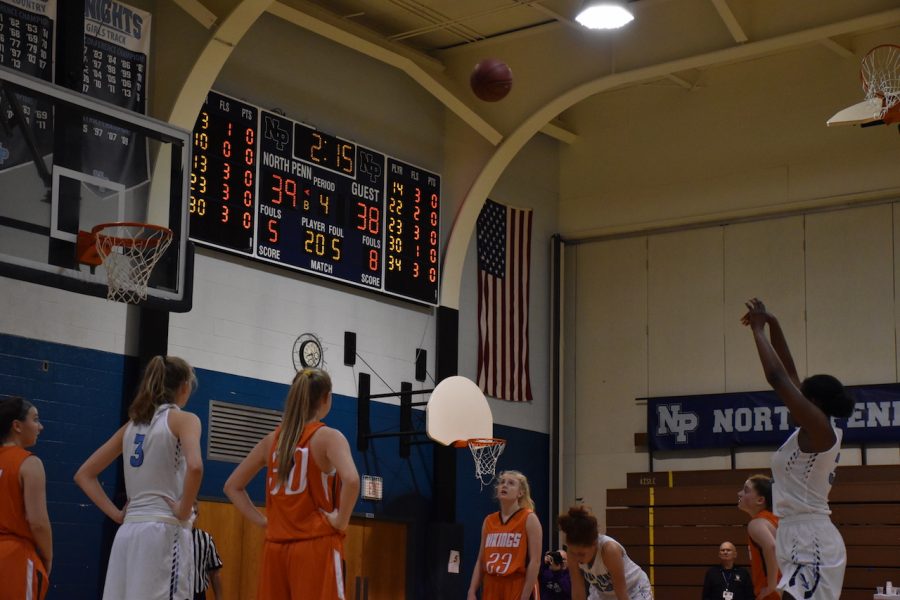 Val McGriff attempts a free throw on her way to an 11-point performance