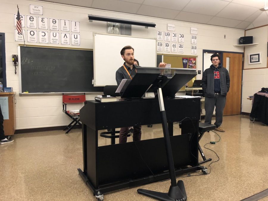 Mr. Michael Trycieckyj conducting during one of the four chorus classes he teaches everyday in his placement at North Penn.