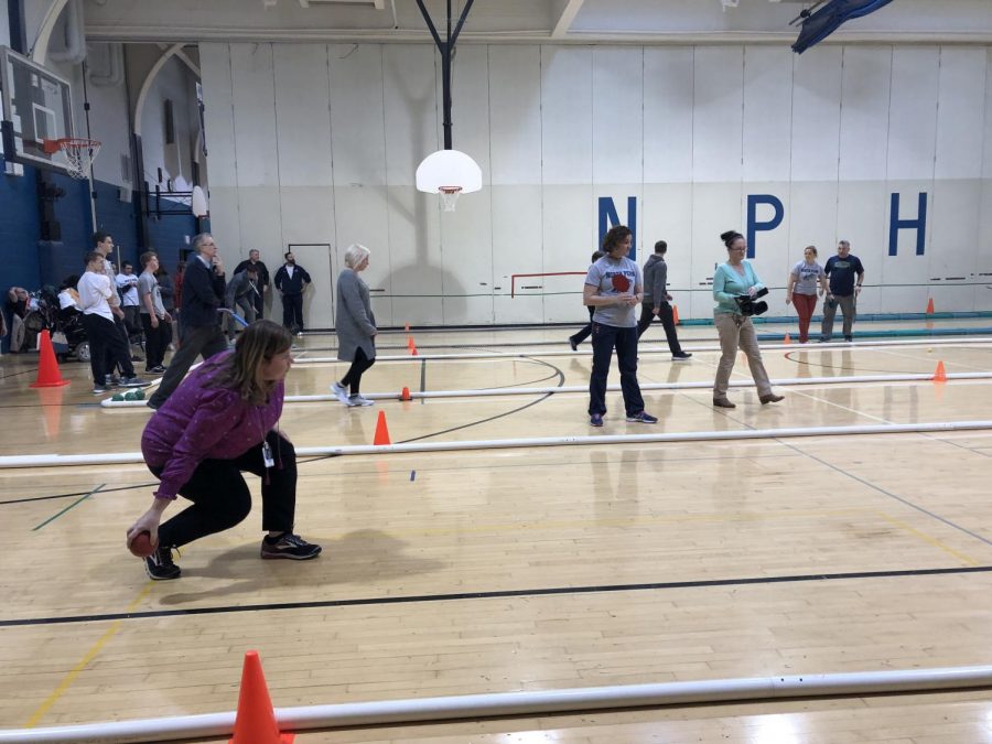 Some of the North Penn Faculty geared up to play the Bocce Ball team to help them get ready for their season. 