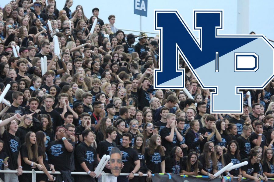 North Penn High School students fill the student section at a prior Homecoming football game  