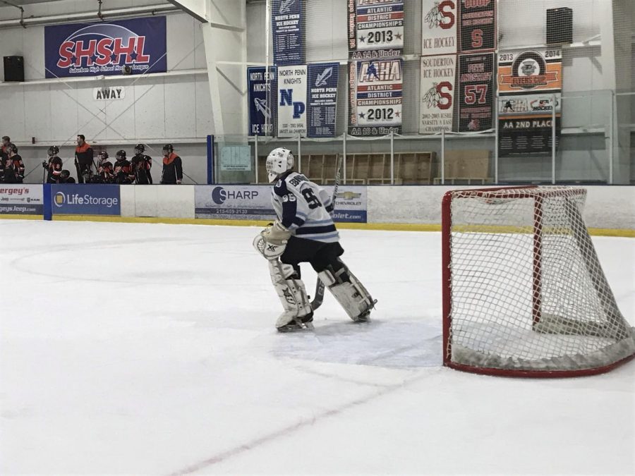 Ebbinghaus skates out of the net.