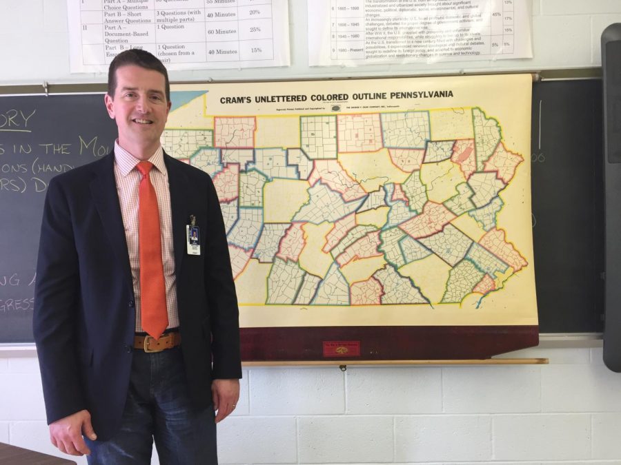 Could it be more fitting? Mr. Colin Likens pictured besides the map of Pennsylvania. 