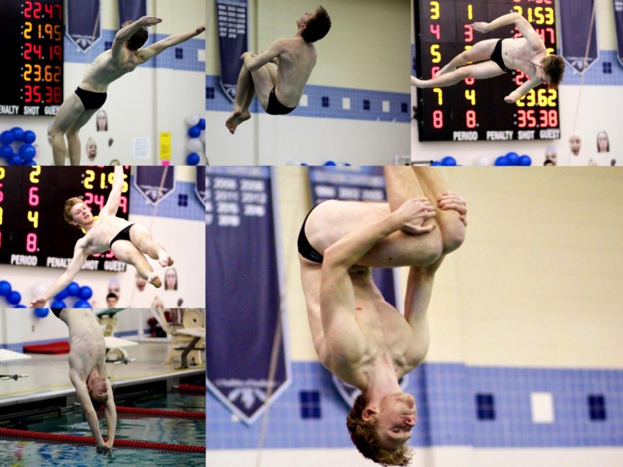 Evan Meiers dives off the board.