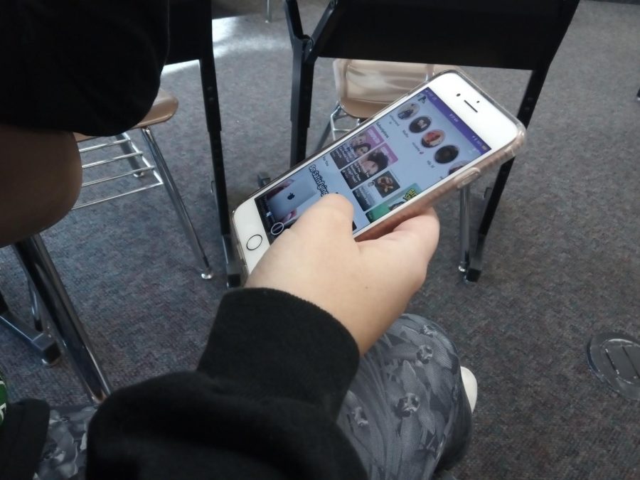 Student photographed on the social media app Snapchat.