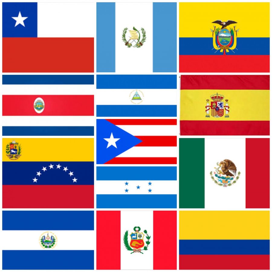 Banderas de los países hispanohablante.