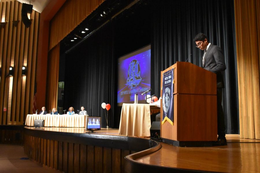 Sports Editor and Social Media Editor, Prasham Jobanputra, speaks at the podium regarding facilities and renovations.