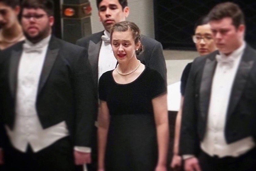 Emma+Moyer+sings+with+the+Westminster+Choir+as+a+sophomore.+