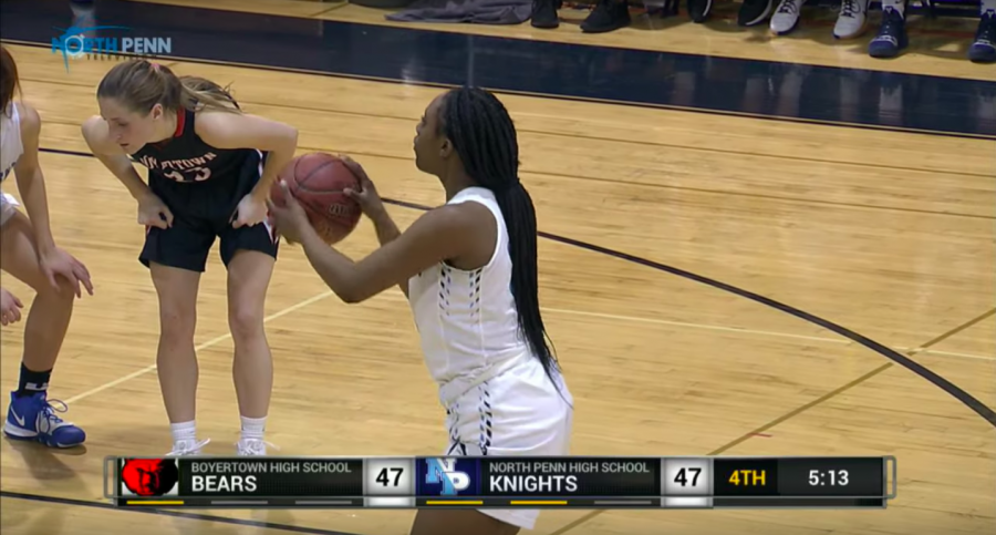 Valerie McGriff at the free throw line for the Knights.