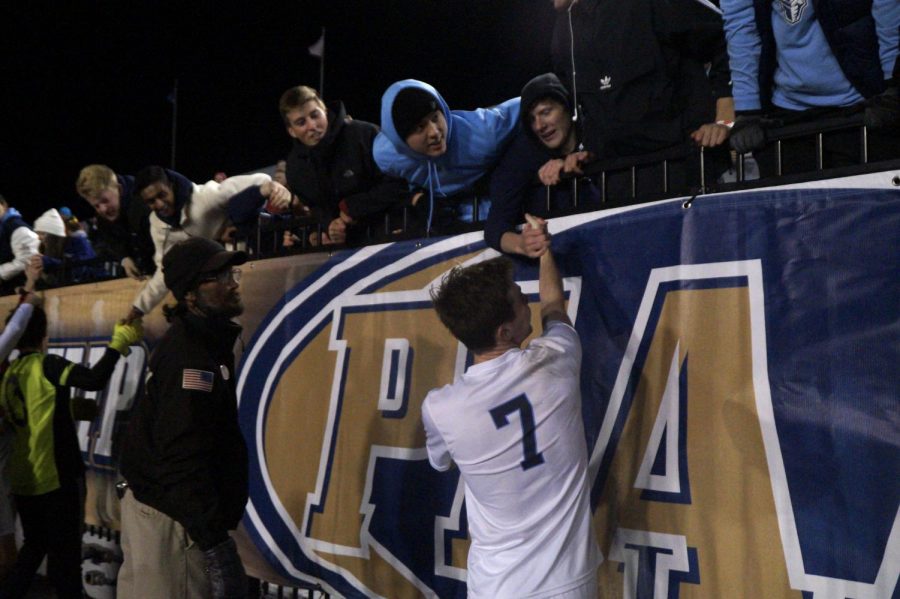 Chaffee celebrates the state title with the fans in attendance.