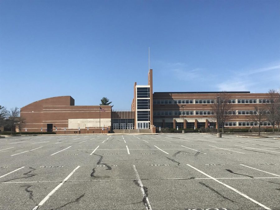 The North Penn High School parking lot sits eerily empty...it will stay this way until at least September.