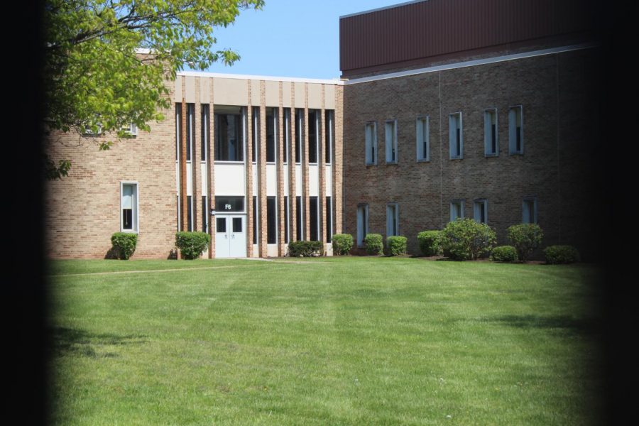 North Penn’s main courtyard is neatly cut and maintained, but no students will be walking through it on their way to class. 