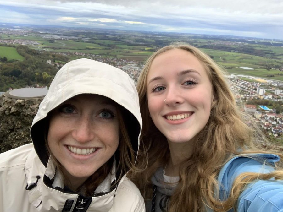 Curran (R) and her stepsister (L) when she visited in November. They went hiking at the Rosenberg.