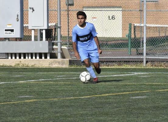 NP senior Jojo Dalwadi takes the ball up field in the Knights victory over Pennridge on 9.24.2020. Dalwadi would eventually net the game winner in a 2-1 final. 