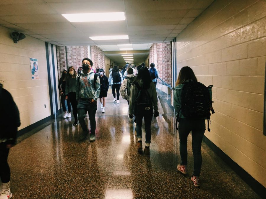 Students move from class to class at North Penn High School on November 12, 2020. Navigating the halls has been nothing compared to navigating 2020 for the teenage population around the world. 