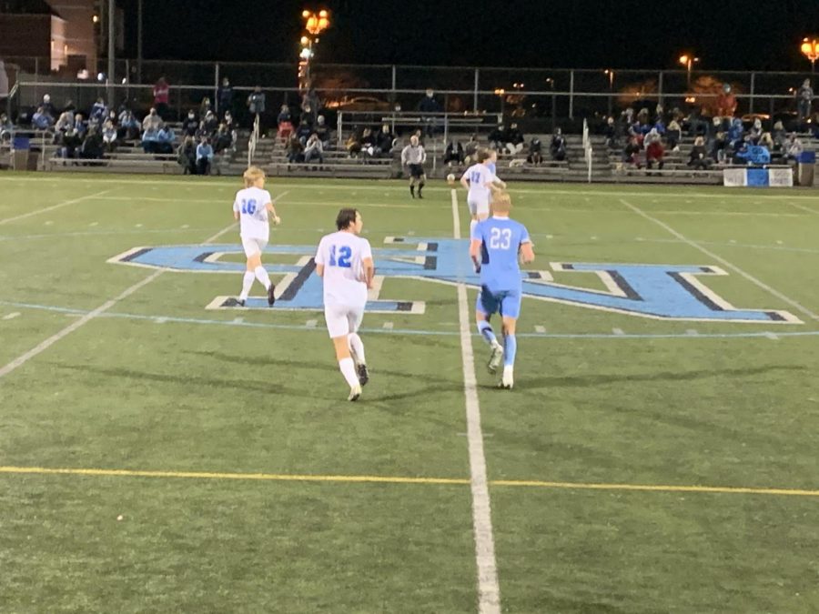 Josh Jones at midfield of the Knights quarterfinal playoff game 