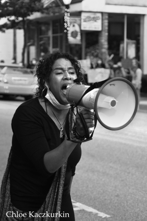 A woman speaks at a BLM rally in Lansdale in the summer of 2020. This image is one of a variety that Chloe Kaczkurkin