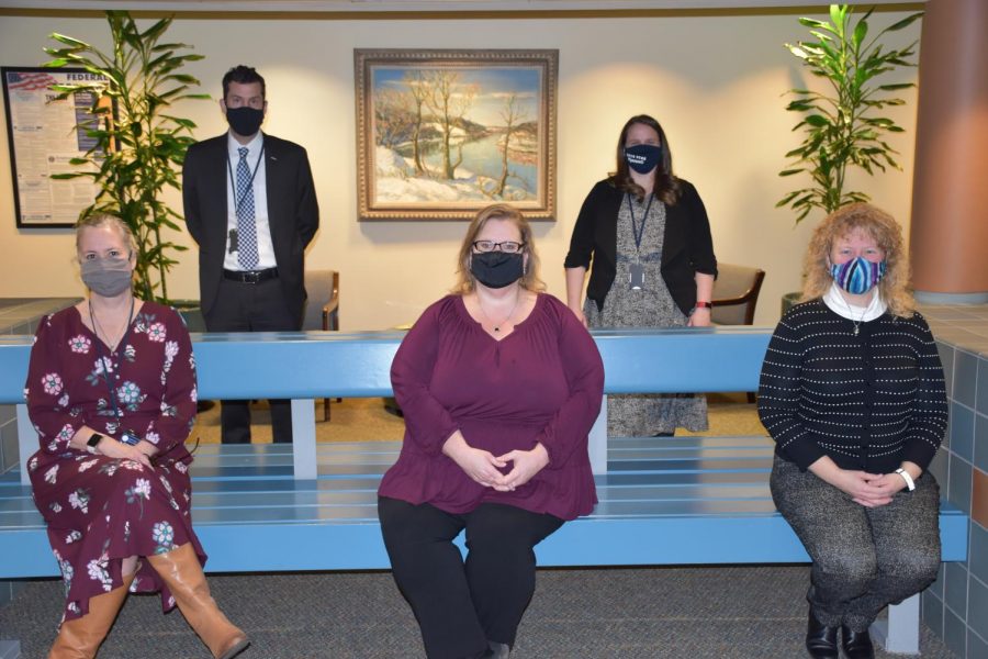 NUMBER CRUNCHING: 
Members of the NPSD Business Department. Back row (L-R): Steve Skrocki, Kristin Johnson ; Front row (L-R): Jenny Schmidt, Sandy Burke, Dawn Johnston