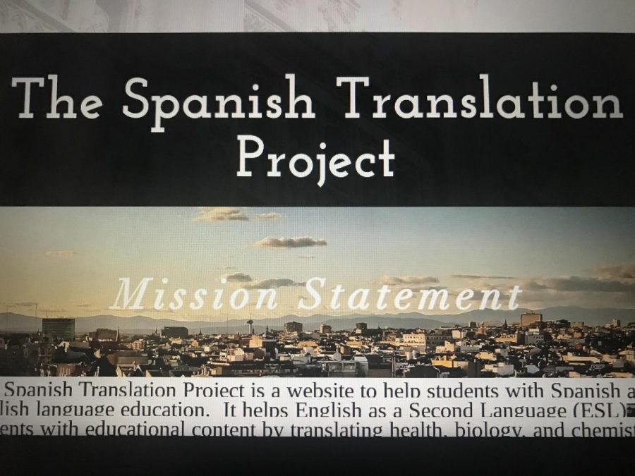 Senior Catherine Cavanaugh created The Spanish Translation Project website to connect English Language Development students with Spanish Honor Society Tutors to translate challenging school curriculum from English to Spanish.