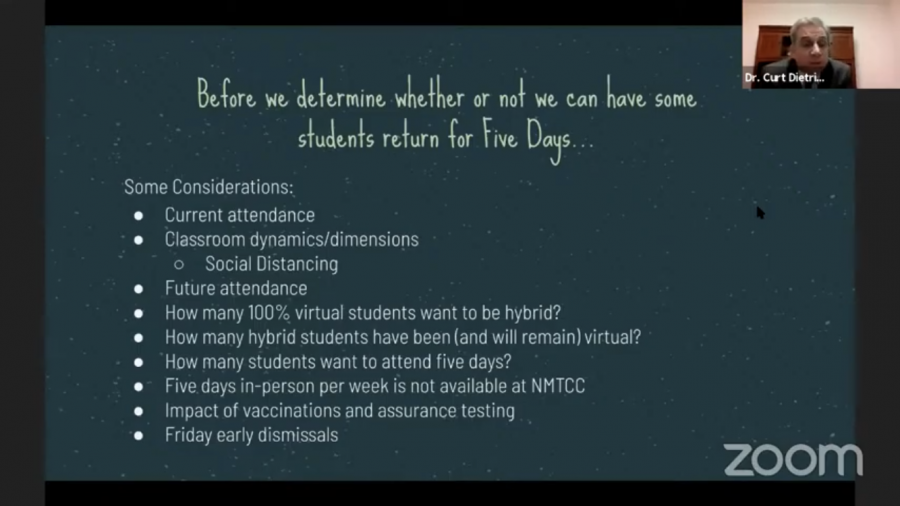 Dr. Curt Dietrich discusses some of the factors the district must consider in order to move forward with a plan for 5 day in-person learning.