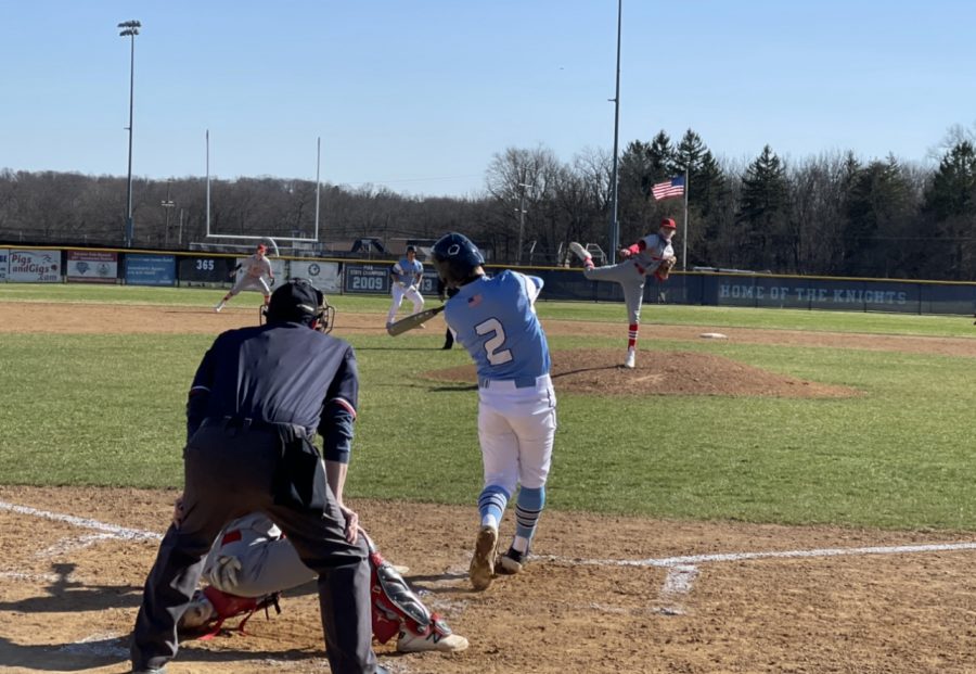 North Penn sophomore SS Jack Picozzi takes a rip at the plate during NPs 9-3 season opener win at NPHS on March 29, 2021.