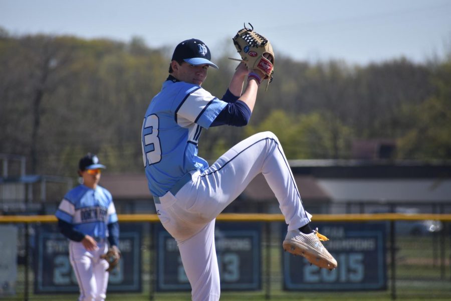 Michael Lennon winds up for a pitch in the 5th inning of Mondays game against Council Rock South.