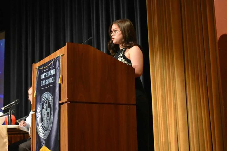 Knight Crier Executive Editor Hannah Nguyen at the 2019 School Board Candidates Town Hall.