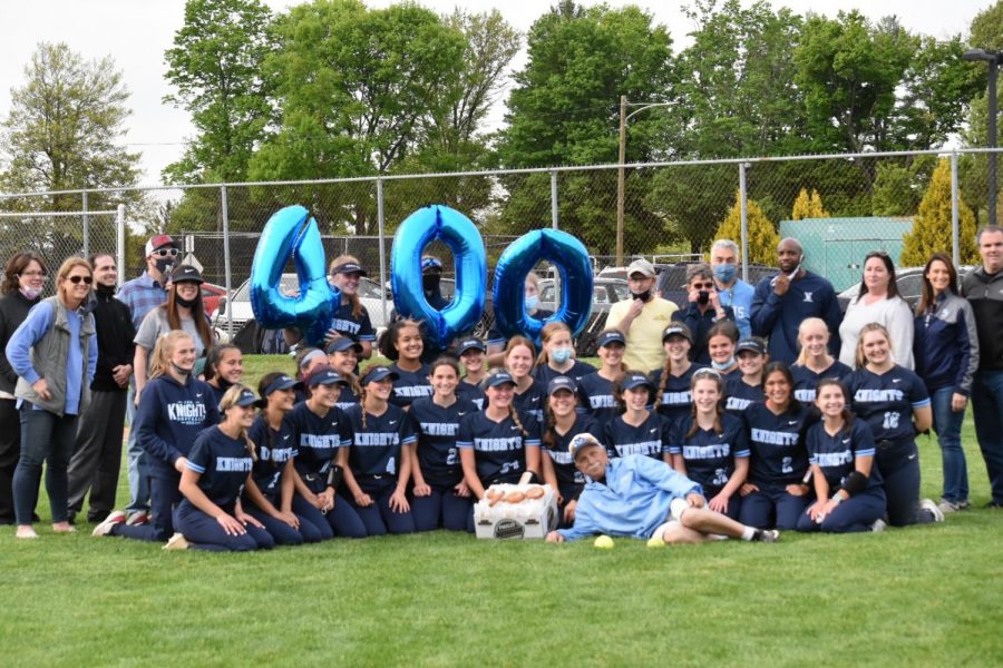 North+Penn+Softball+celebrates+Coach+Torresanis+400th+win+after+defeating+CB+West+16-0.