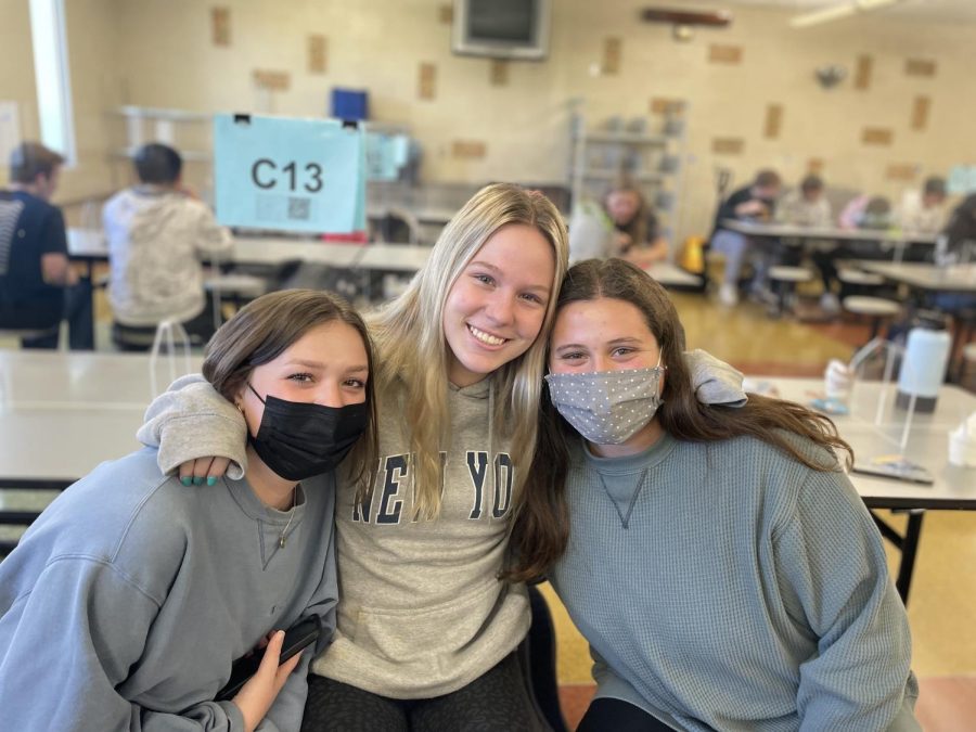 Sarah Gasper (left), Lacey Drolsbaugh (middle), and Sadira Ramic (right) at North Penn High School