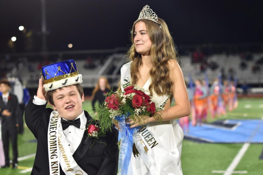 Homecoming King and Queen Giovanni Nero and Caitlin Tecklin crowned during halftime at Crawford Stadium