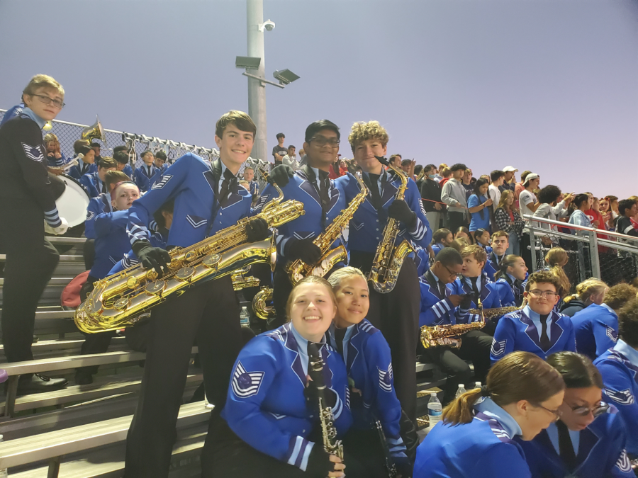 The North Penn Marching Knights playing at on of North Penns home football games