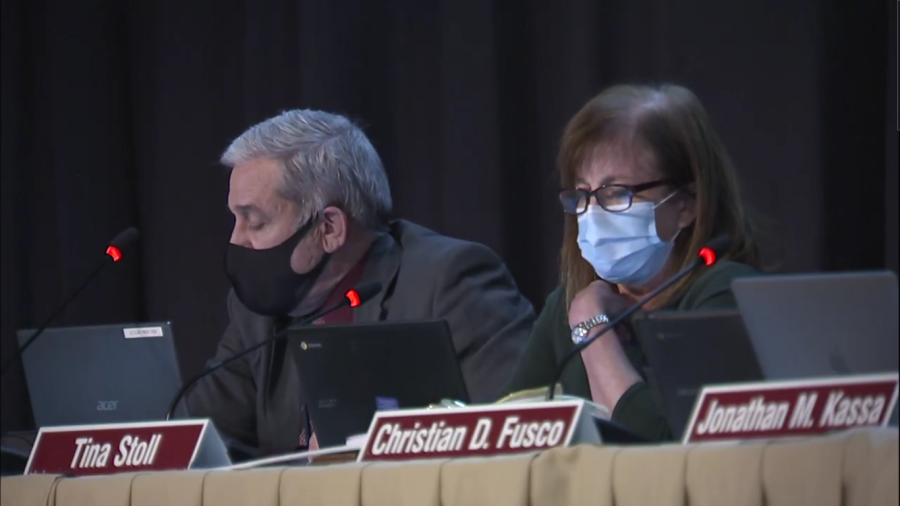 Superinendent Dr. Curt Dietrich and Board President Mrs. Tina Stoll at the December 17. 2021 School Board action meeting.