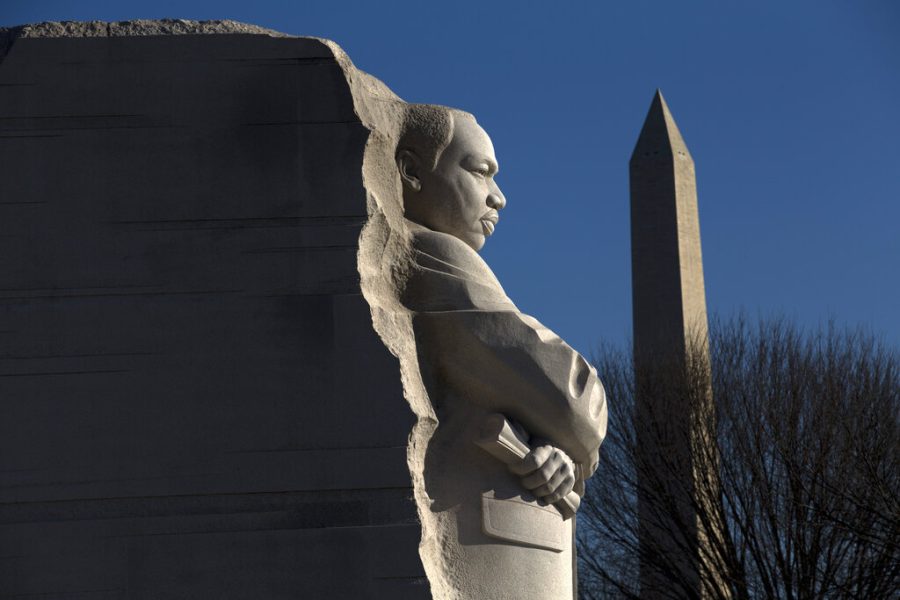 The+Martin+Luther+King%2C+Jr.+Memorial+is+seen+with+the+Washington+Monument%2C+during+the+9th+Annual+Wreath+Laying+and+Day+of+Reflection+and+Reconciliation%2C+in+Washington%2C+Monday%2C+Jan.20%2C+2020.+%28AP+Photo%2FJose+Luis+Magana%29