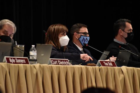 North Penn School Board acknowledges the photo of a teacher taping a students mask to their face at the January action meeting. 