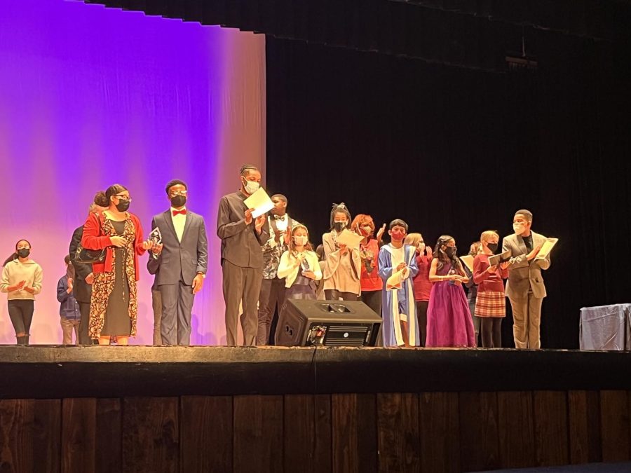 The winners for the NPSD Black History Month Oratorical Competition receive their awards for their outstanding performances. 