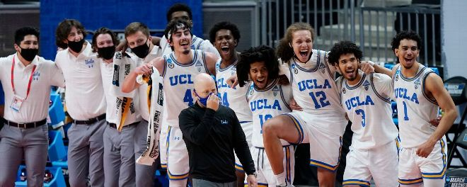 The excitement of UCLA team members after defeating Saint Marys to advance to the Sweet 16. On Friday, they face UNC. Can they win? Peyton Stagliano details her opinion on that and the other Friday games in the article below. 