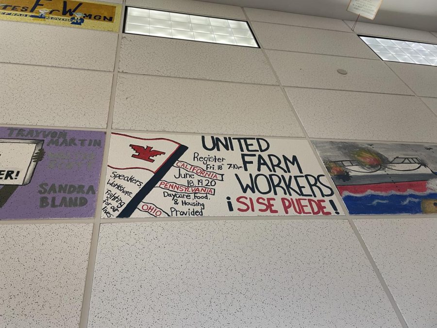 Here, a student painted The United Farm Works of America. The United Farm Workers of America is the nations largest farm workers union.